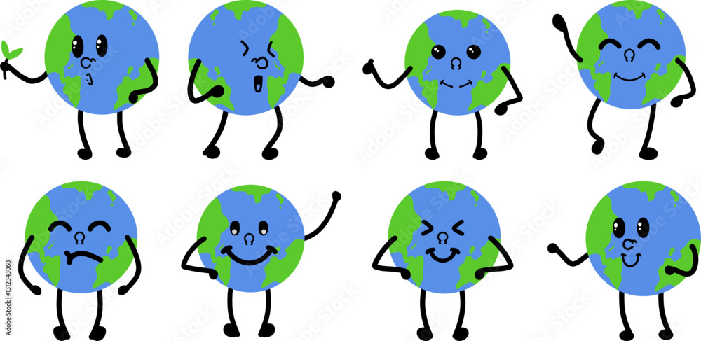 Obraz premium earth mascot illustration doodle