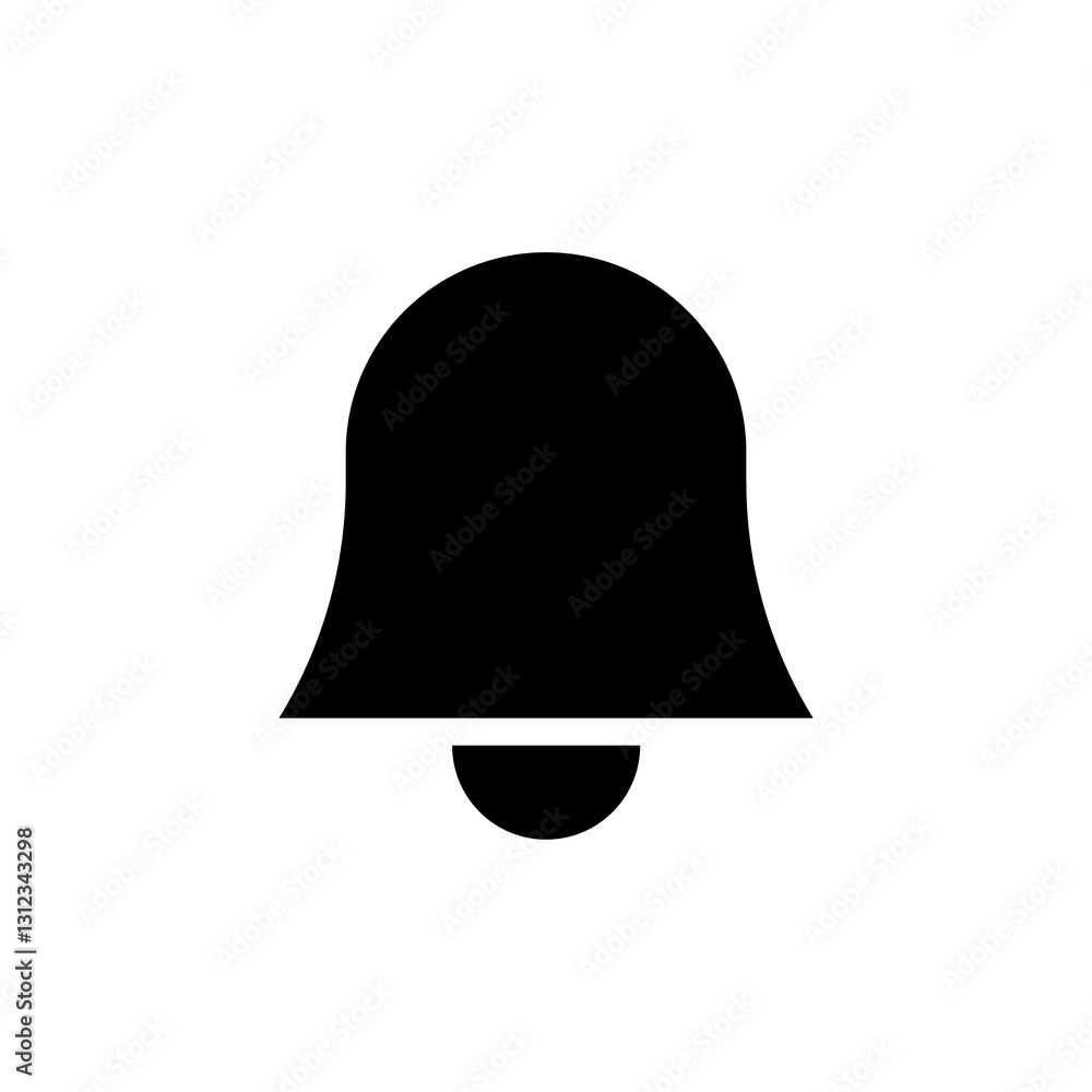 A black bell icon on a white background A black bell icon on a white background