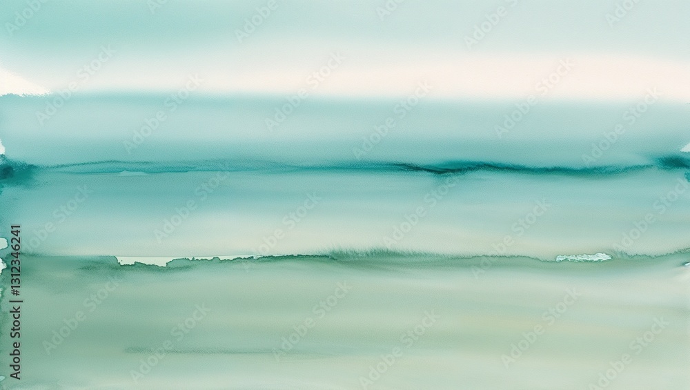 Fototapeta premium A calming watercolor piece showcasing soft blue and green tones.
