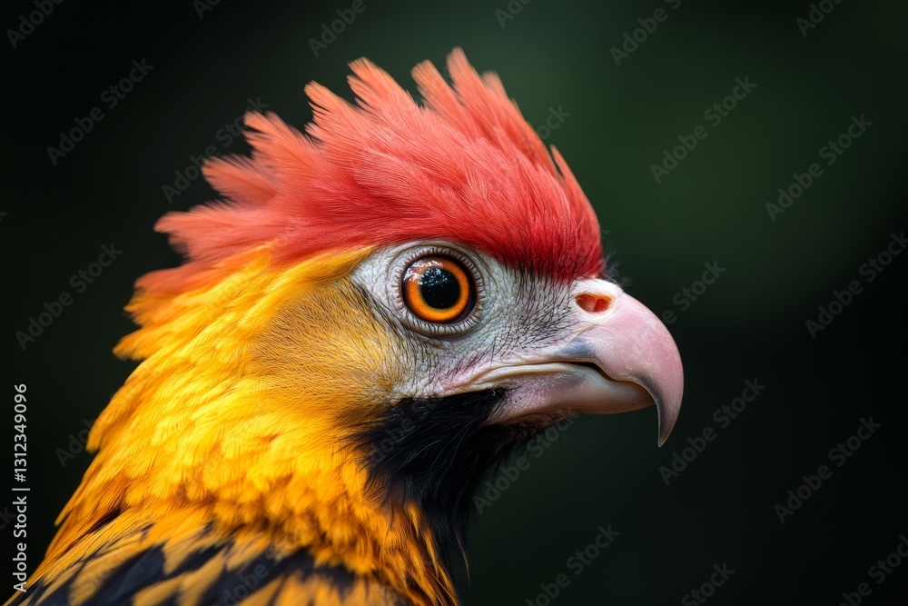 Colorful exotic bird with vibrant plumage perched in natural habitat during golden hour Colorful exotic bird with vibrant plumage perched in natural habitat during golden hour