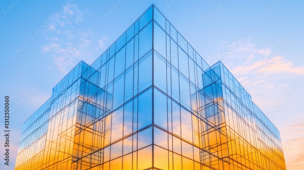 Modern Glass Building Reflecting Sunset Hues Modern Glass Building Reflecting Sunset Hues