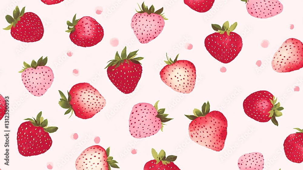 Ripe strawberries on light pink, allover pattern, used for giftwrap or surface design, seamless Ripe strawberries on light pink, allover pattern, used for giftwrap or surface design, seamless