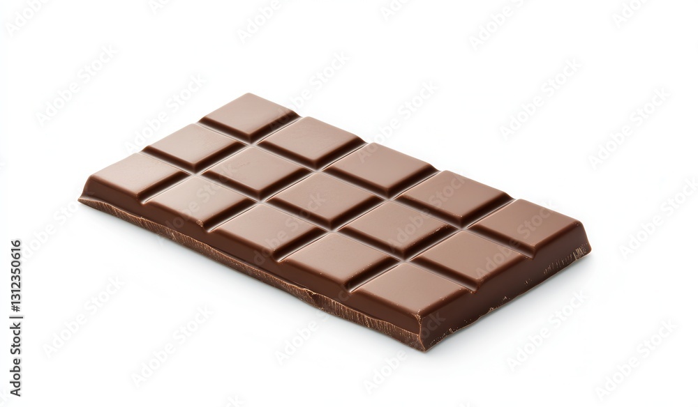 Smooth milk chocolate bar with square segments on white background. Smooth milk chocolate bar with square segments on white background.