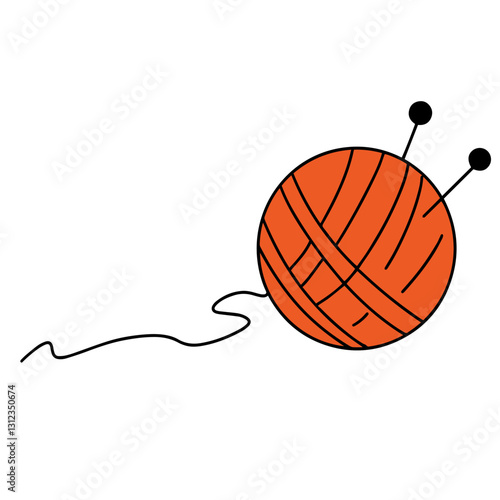 Ball of yarn isolated on white background. Clew ball of thread. Vector illustration