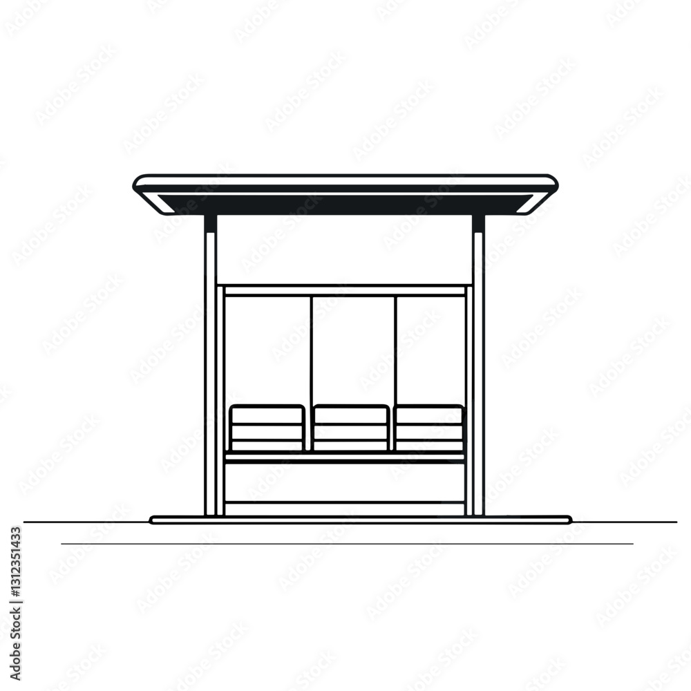 Minimalist bus stop vector icon, black and white, public transport Minimalist bus stop vector icon, black and white, public transport