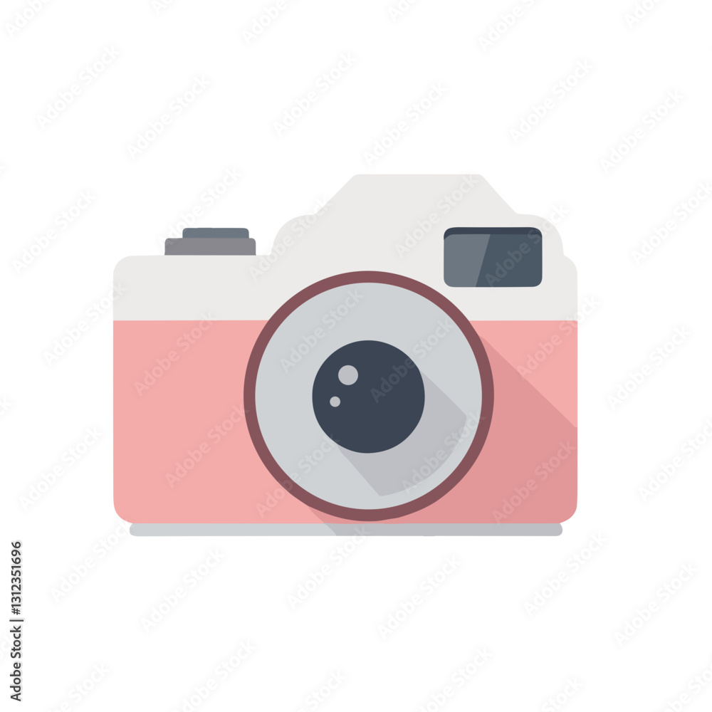 Retro camera vector icon, pink and white, photography symbol Retro camera vector icon, pink and white, photography symbol