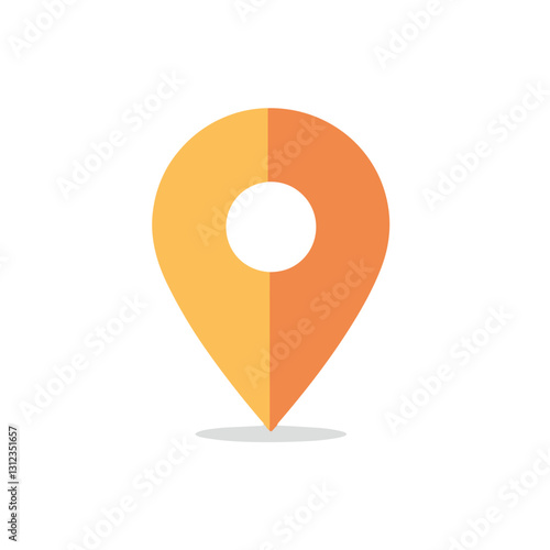 Location pin vector icon, orange and yellow, GPS navigation symbol