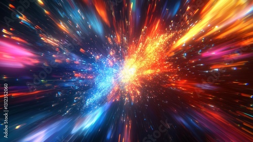 Colorful, detailed, high contrast fractal light explosion. generative ai