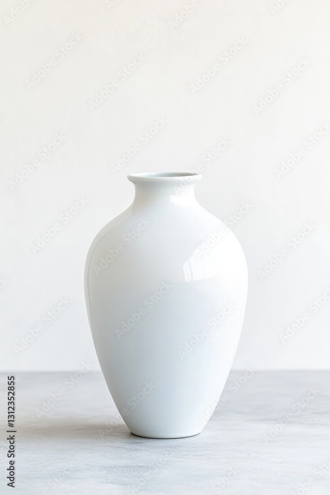 lone white ceramic vase centered on matte soft gray flat surface in stark spacious white room it emanates elegance lone white ceramic vase centered on matte soft gray flat surface in stark spacious white room it emanates elegance