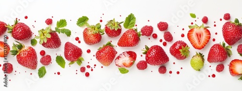 strawberry background fruit border fresh cut berry leaf food red. pattern strawberry background fruit delicious frame slice white juicy closeup half vintage juice macro dessert 1 leaves textile green