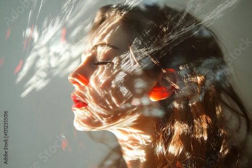 Ethereal Portrait with Light Reflection and Soft Focus Aesthetic