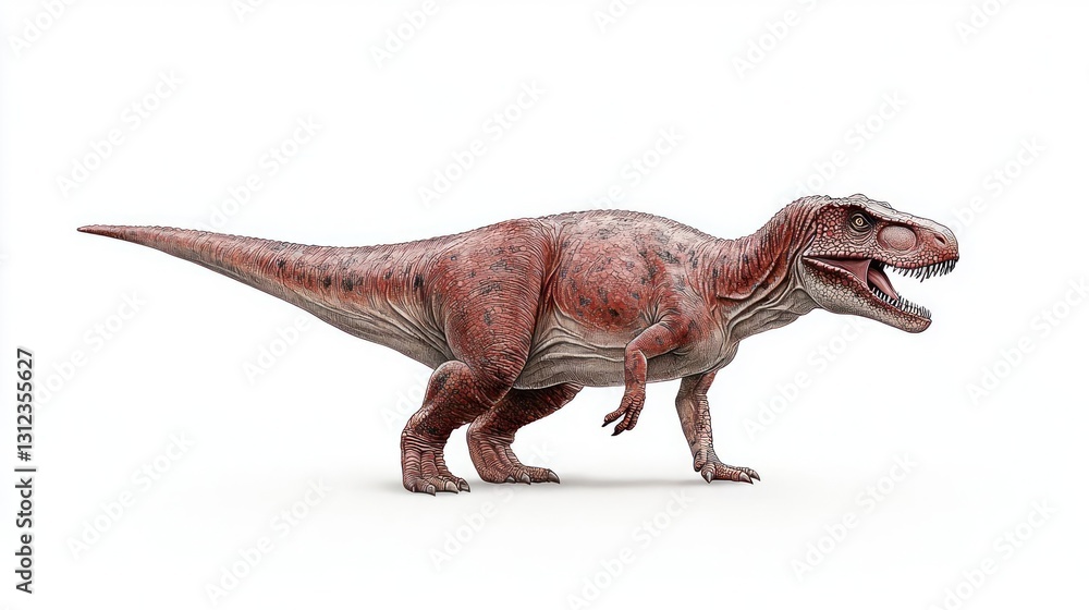 Red Pixelated Tyrannosaurus Rex on White Background Red Pixelated Tyrannosaurus Rex on White Background