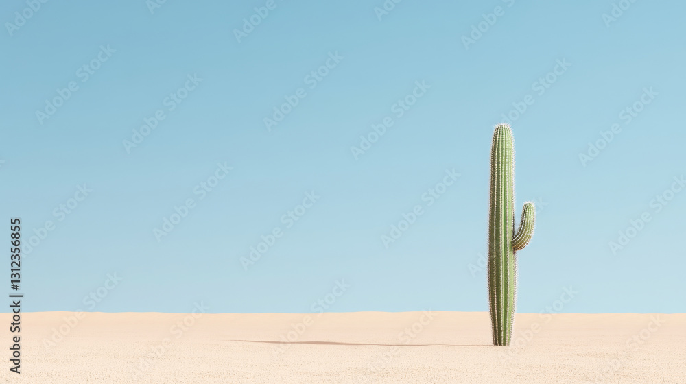 tall cactus stands alone in vast desert landscape under clear blue sky, evoking sense of solitude and tranquility tall cactus stands alone in vast desert landscape under clear blue sky, evoking sense of solitude and tranquility