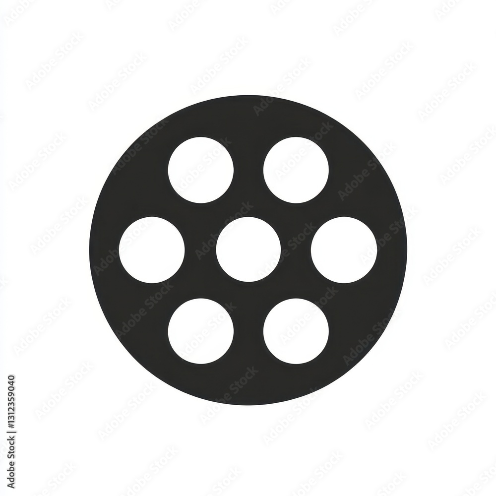 Dark Grey Film Reel Icon on White Background Dark Grey Film Reel Icon on White Background