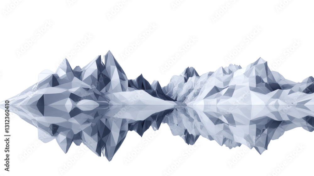 Fototapeta premium Low poly mountains reflecting on water with transparent background
