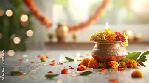 Beautifully Decorated Gudi for Gudi Padwa, Vibrant Festival Celebration in India