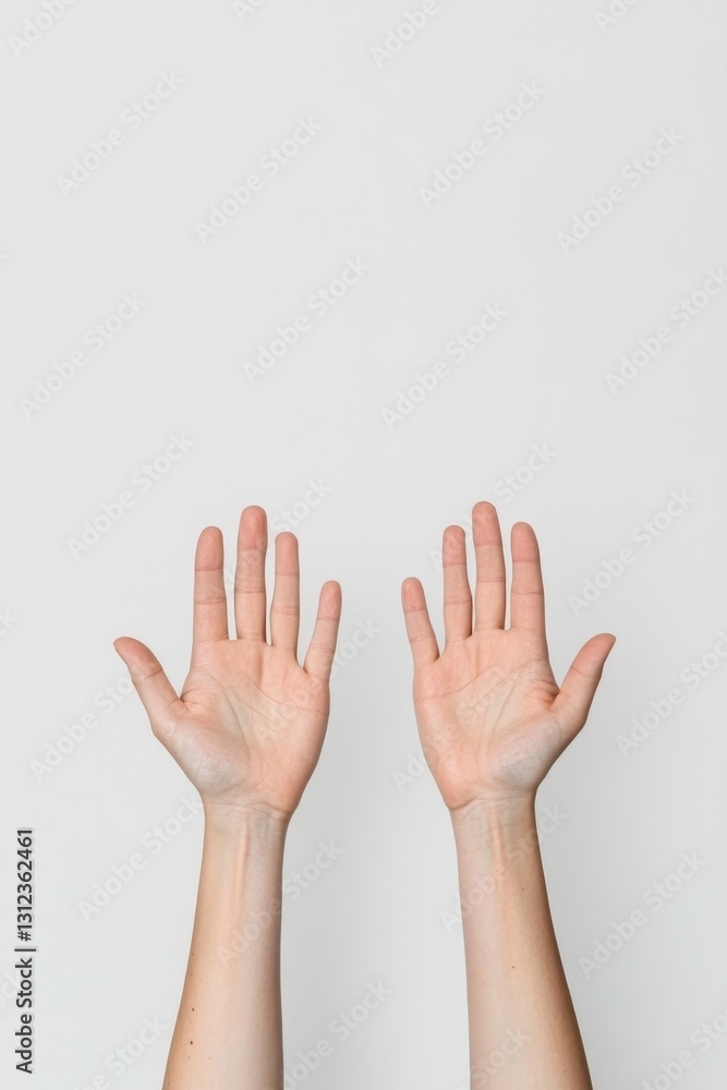 single pair of outstretched hands against plain white background symbolizing connection and compassion copy space above single pair of outstretched hands against plain white background symbolizing connection and compassion copy space above