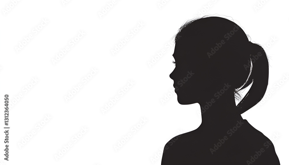 Anonymous person. Shaded portrait of woman on white background Anonymous person. Shaded portrait of woman on white background