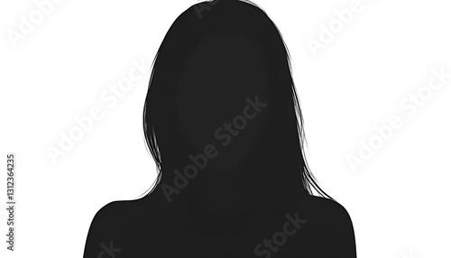 Anonymous person. Shaded portrait of woman on white background