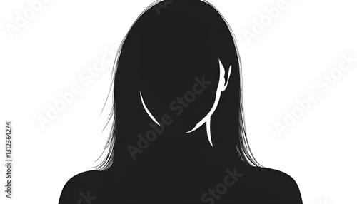 Anonymous person. Shaded portrait of woman on white background