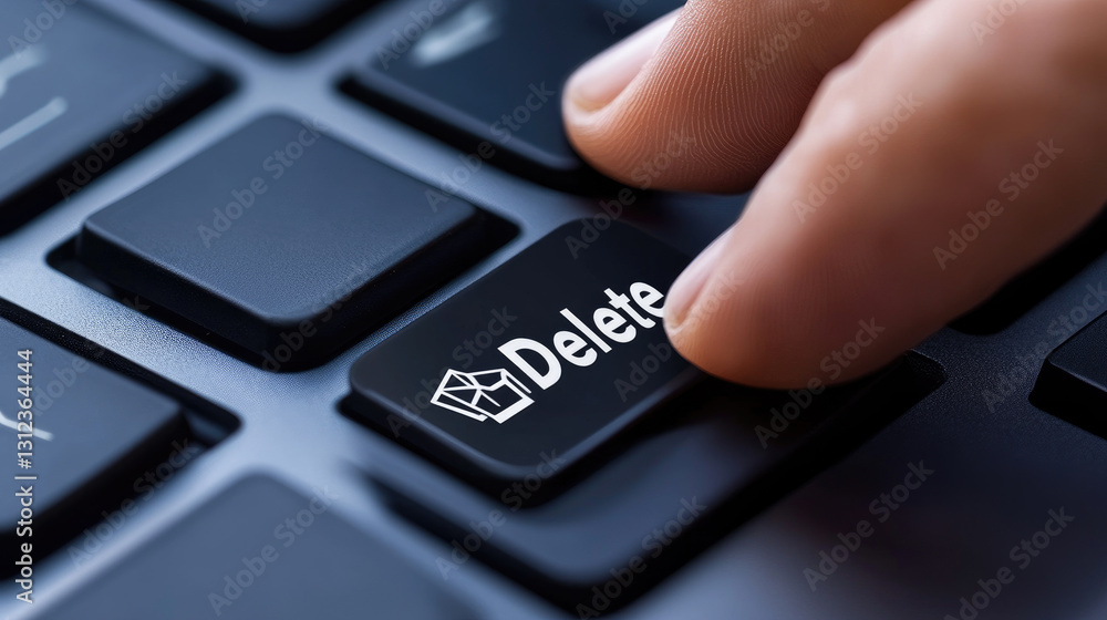 Deleting Email Close-up of Finger Pressing Delete Key on Keyboard Deleting Email Close-up of Finger Pressing Delete Key on Keyboard