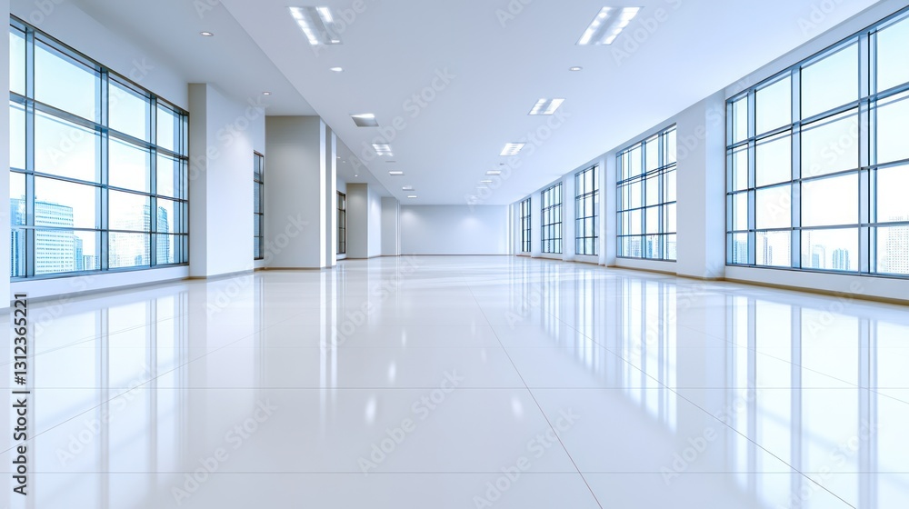 Fototapeta premium Modern Office Space: Panoramic City Views