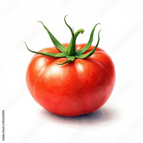 Wallpaper Mural Watercolor illustration of fresh organic tomato vegetable. Healthy vegetarian diet. Delicious juicy tomato, vegan, raw, seasonal, farmers market, natural nourishment side dish. Soft coloured paint on Torontodigital.ca