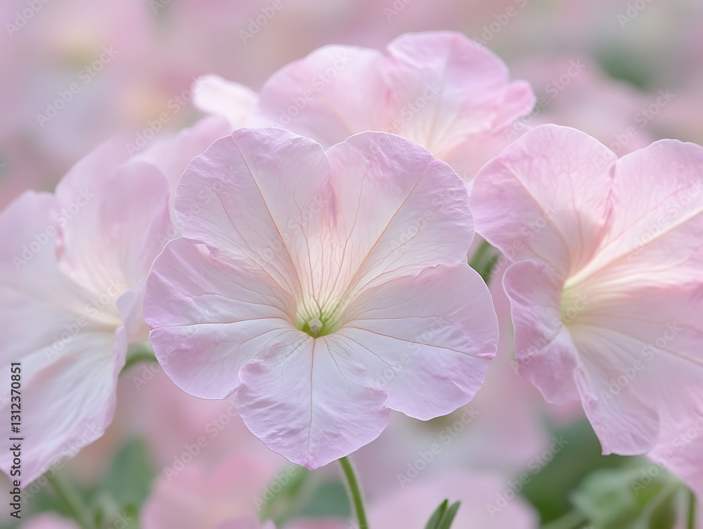 Beautiful soft pink petunia flowers captured in a close up photograph Beautiful soft pink petunia flowers captured in a close up photograph