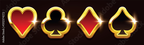 Card suit symbol. 3D card suit. Vector illustration isolated on a dark background.