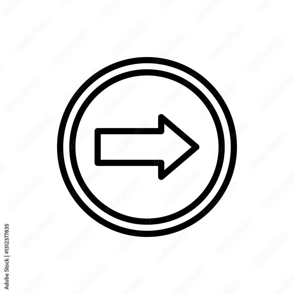 Circle right arrow direction icon line vector design with trendy style Circle right arrow direction icon line vector design with trendy style
