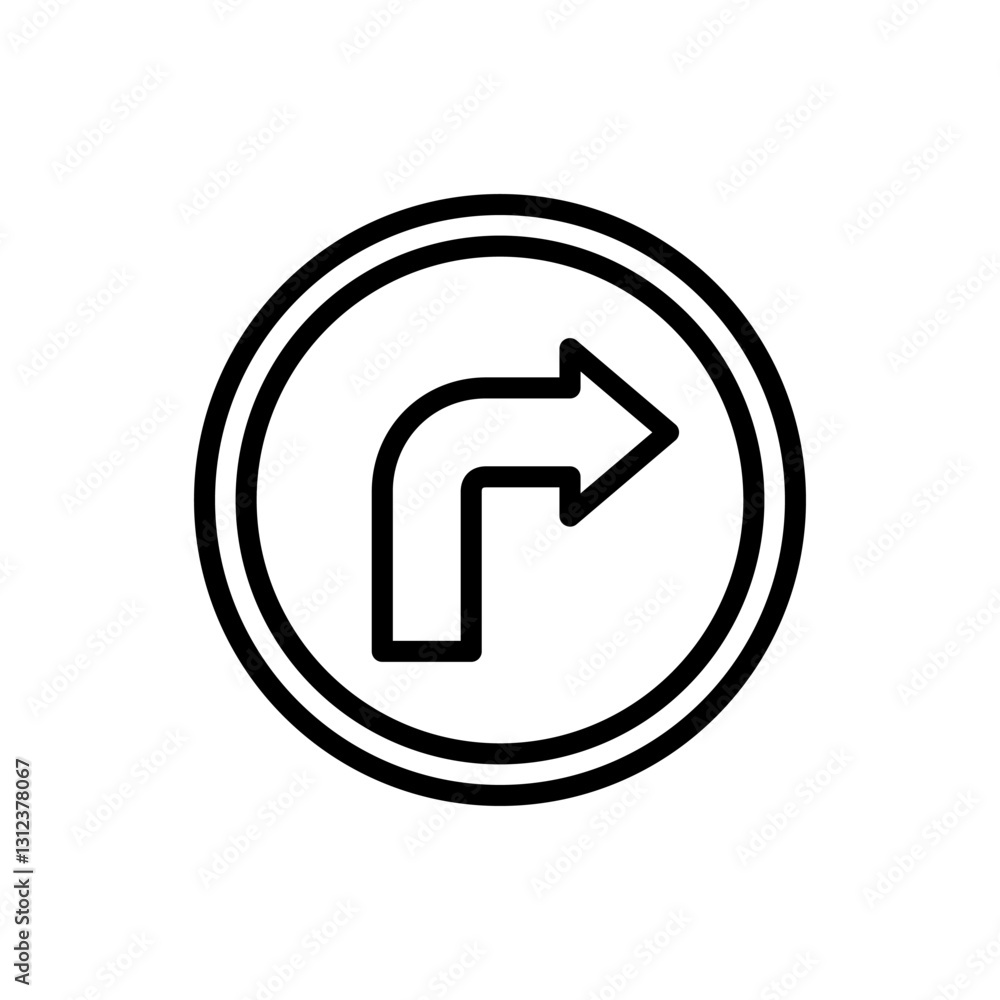 Right turn icon line vector design with trendy style Right turn icon line vector design with trendy style