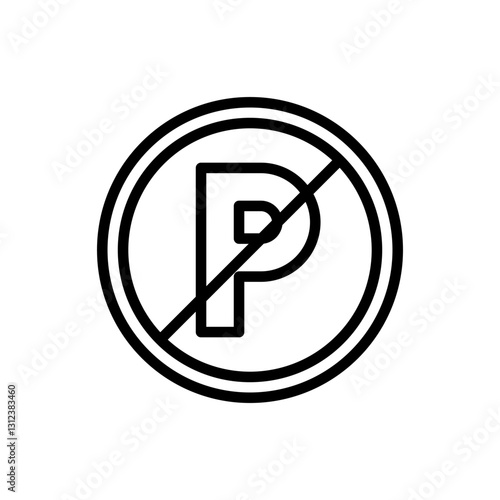 No Parking traffic sign icon line  vector design with trendy style
