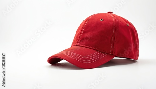 Wallpaper Mural Red baseball cap on transparent background. Headwear with curved visor for sun protection, sport, street fashion, casual style. Cotton textile head accessory with adjustable strap for urban outfit, Torontodigital.ca