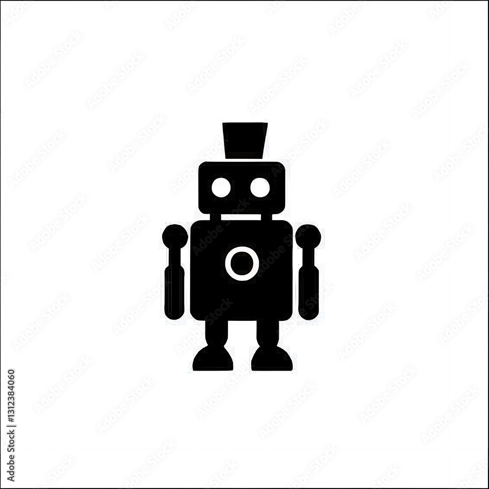 Fototapeta premium Simple Black Robot Icon Graphic Design Element Illustration for Technology Website App