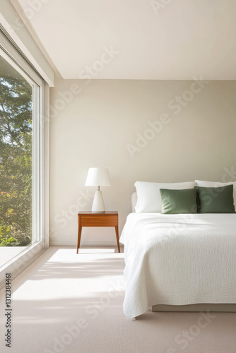 Wallpaper Mural Bright and airy bedroom with modern decor and large windows overlooking nature Torontodigital.ca