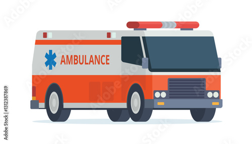 Ambulance Car, Emergency Medical Service Vehicle. Flat Design Vector Illustration photo