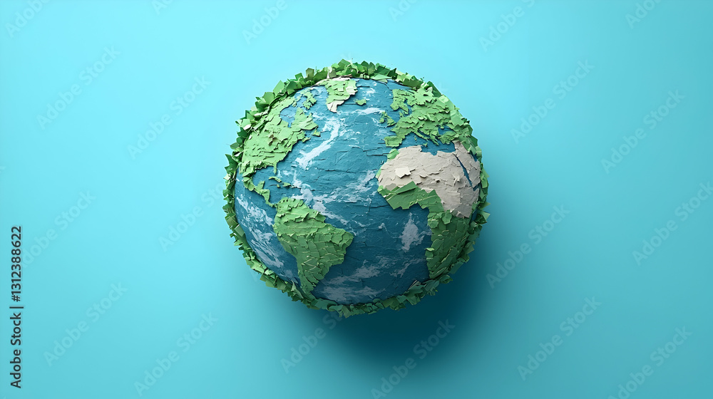 Low-poly Earth globe with green vegetation. Low-poly Earth globe with green vegetation.