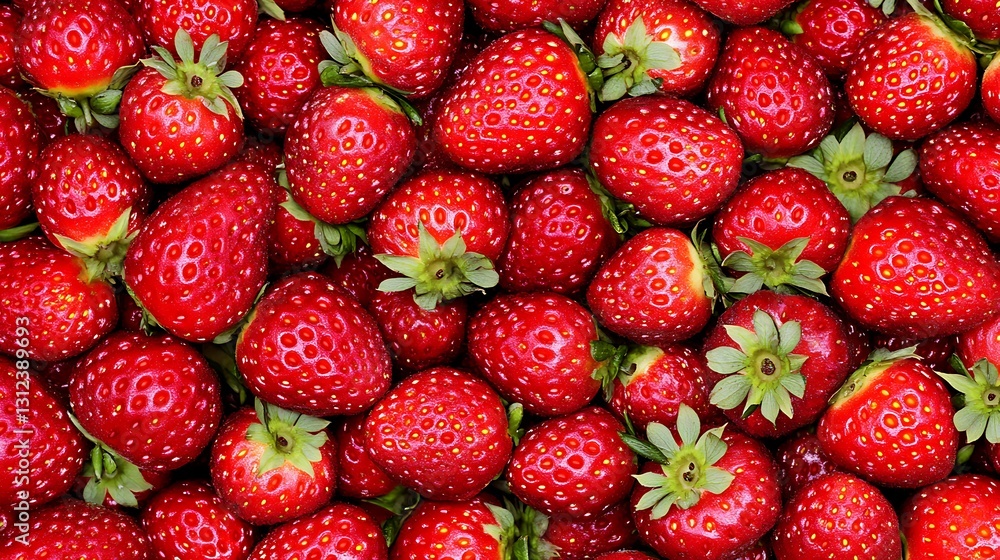 Strawberries close-up fill space, creating background texture, for advertising or healthy lifestyle visuals Strawberries close-up fill space, creating background texture, for advertising or healthy lifestyle visuals