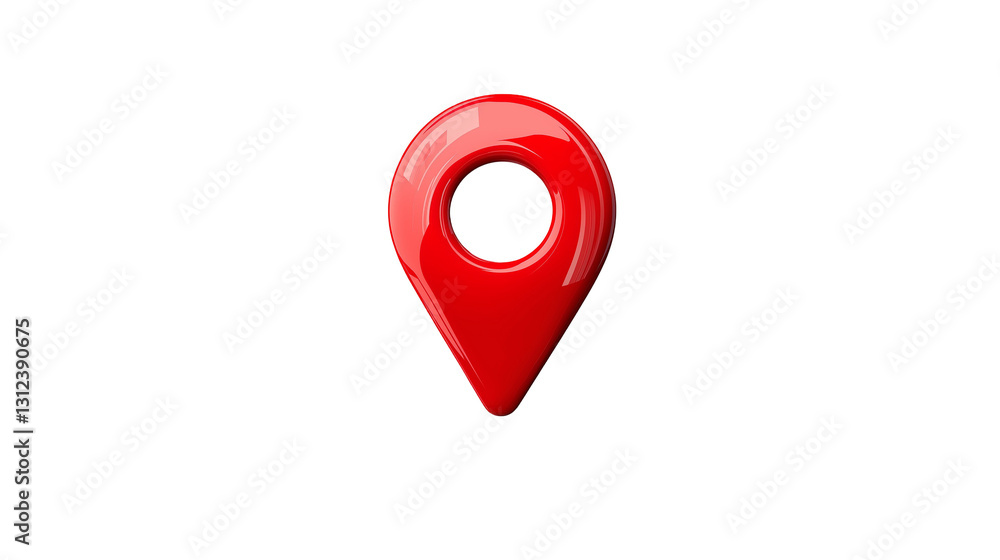 Fototapeta premium 3D red location pin icon with a sleek design, isolated on a transparent background. High-resolution vector illustration with sharp details, perfect for maps and navigation graphics.