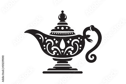 Silhouette vector of a magic lamp, isolated on a white background