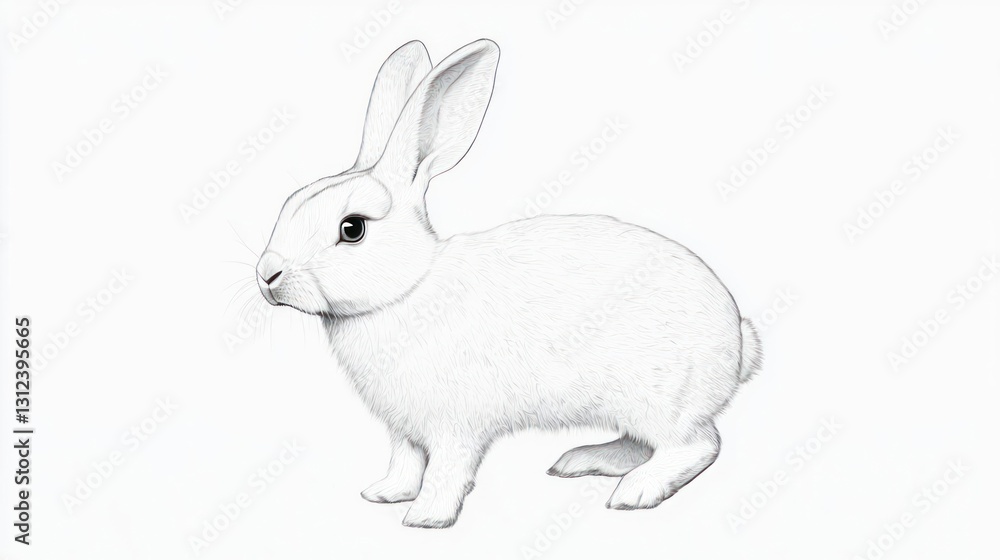Obraz premium White Rabbit Drawing Illustration