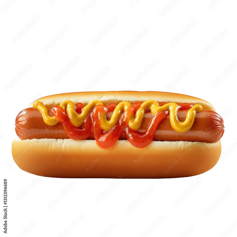 Freshly Made Hot Dog with Ketchup and Mustard Condiments Freshly Made Hot Dog with Ketchup and Mustard Condiments