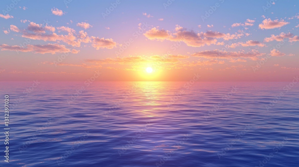 Obraz premium Serene sunset over tranquil ocean