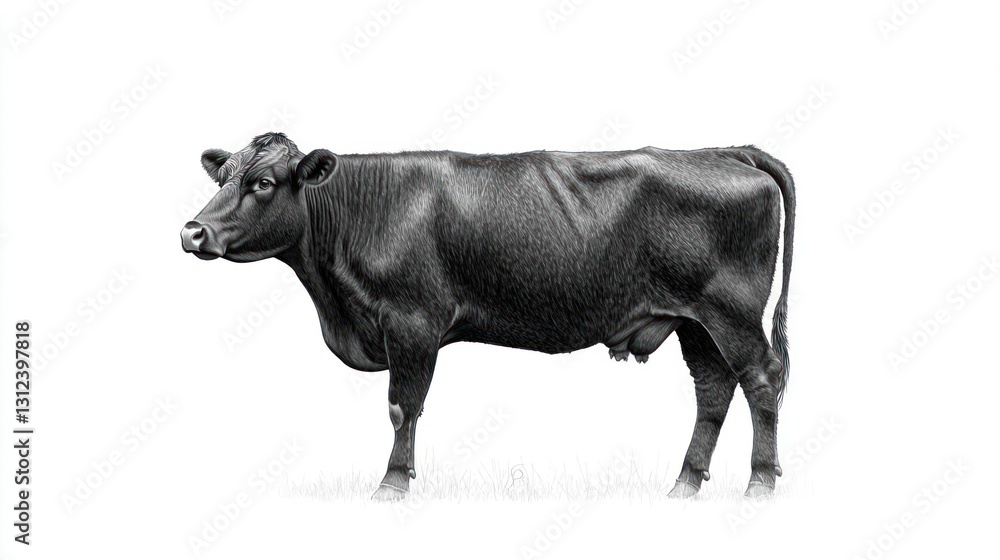 Black Cow Profile in Monochrome