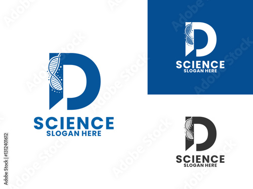 Science DNA with Initial letter D logo design vector template. Initial Identity DNA Healthy Medicine logo icon.