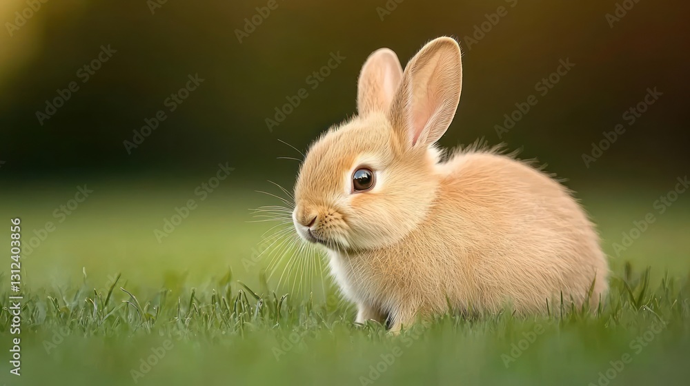 Adorable Light Brown Bunny Sitting in Green Grass Adorable Light Brown Bunny Sitting in Green Grass