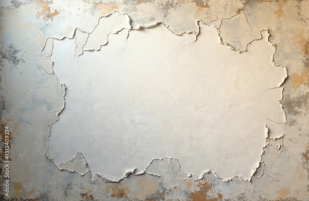 Obraz premium Grunge texture background features old cracked wall. Weathered damaged surface, worn paint. Abstract wallpaper with space for text. Perfect for billboard, banner design, vintage style presentations,