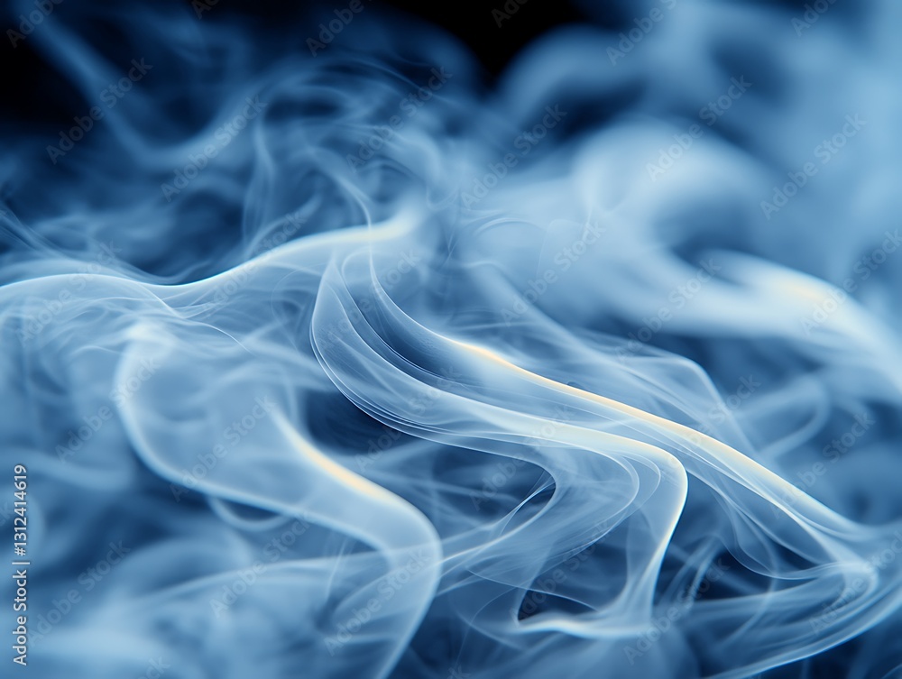 Fototapeta premium Blue Smoke Swirls for Dark Background.
