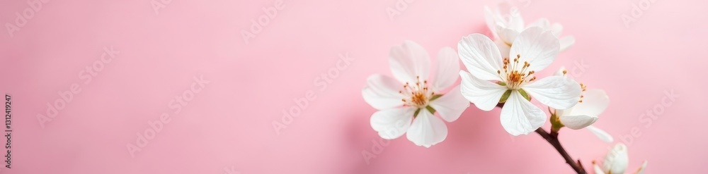 Delicate white blossoms on a soft pink backdrop, pink background, pink Delicate white blossoms on a soft pink backdrop, pink background, pink