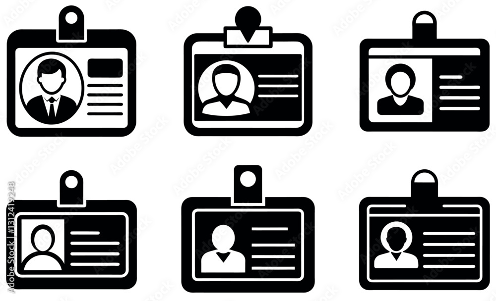 Set of Simple Black and White ID Badges design Set of Simple Black and White ID Badges design